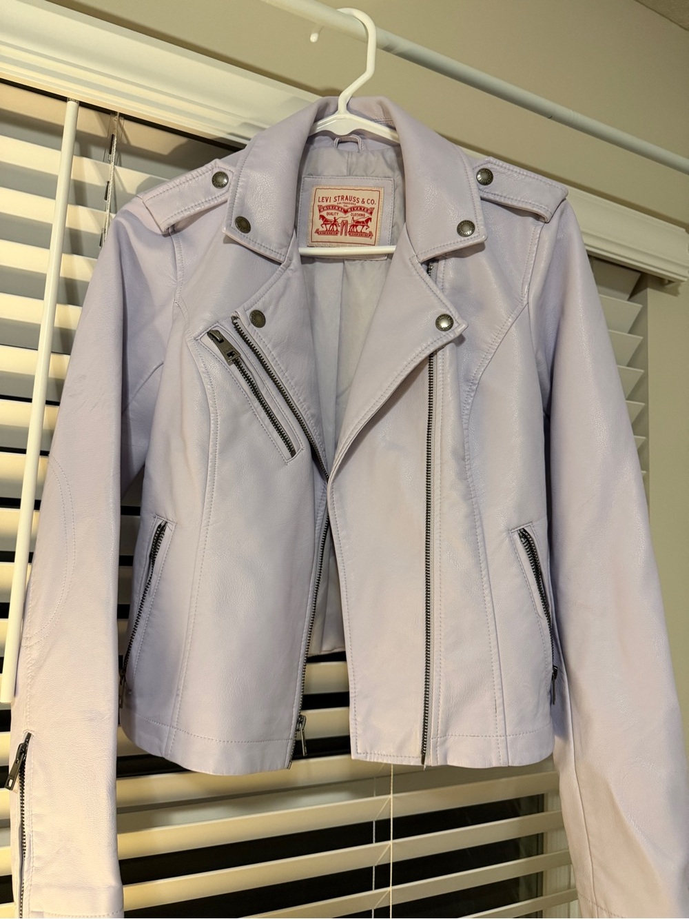Levi's Women's Light Lavender Faux Leather Moto Jacket